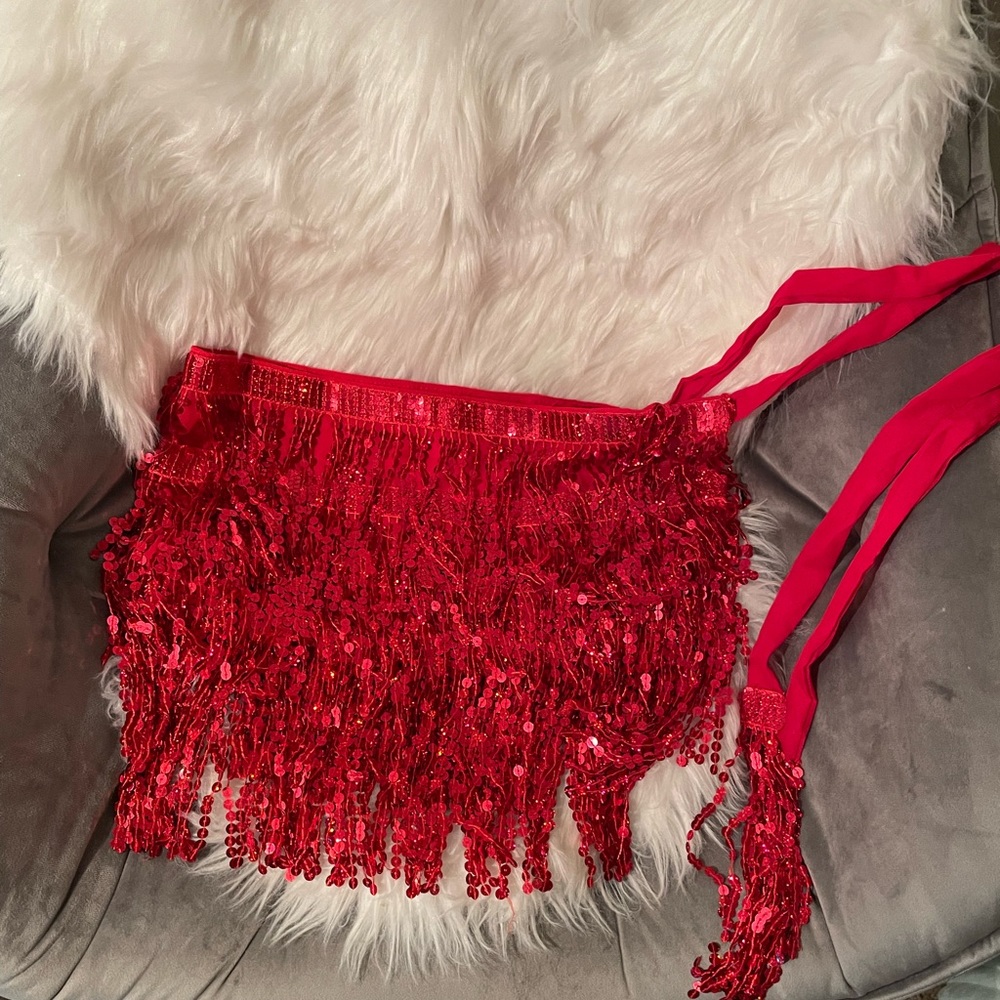 red sequin wrap skirt (costume,theme,etc)